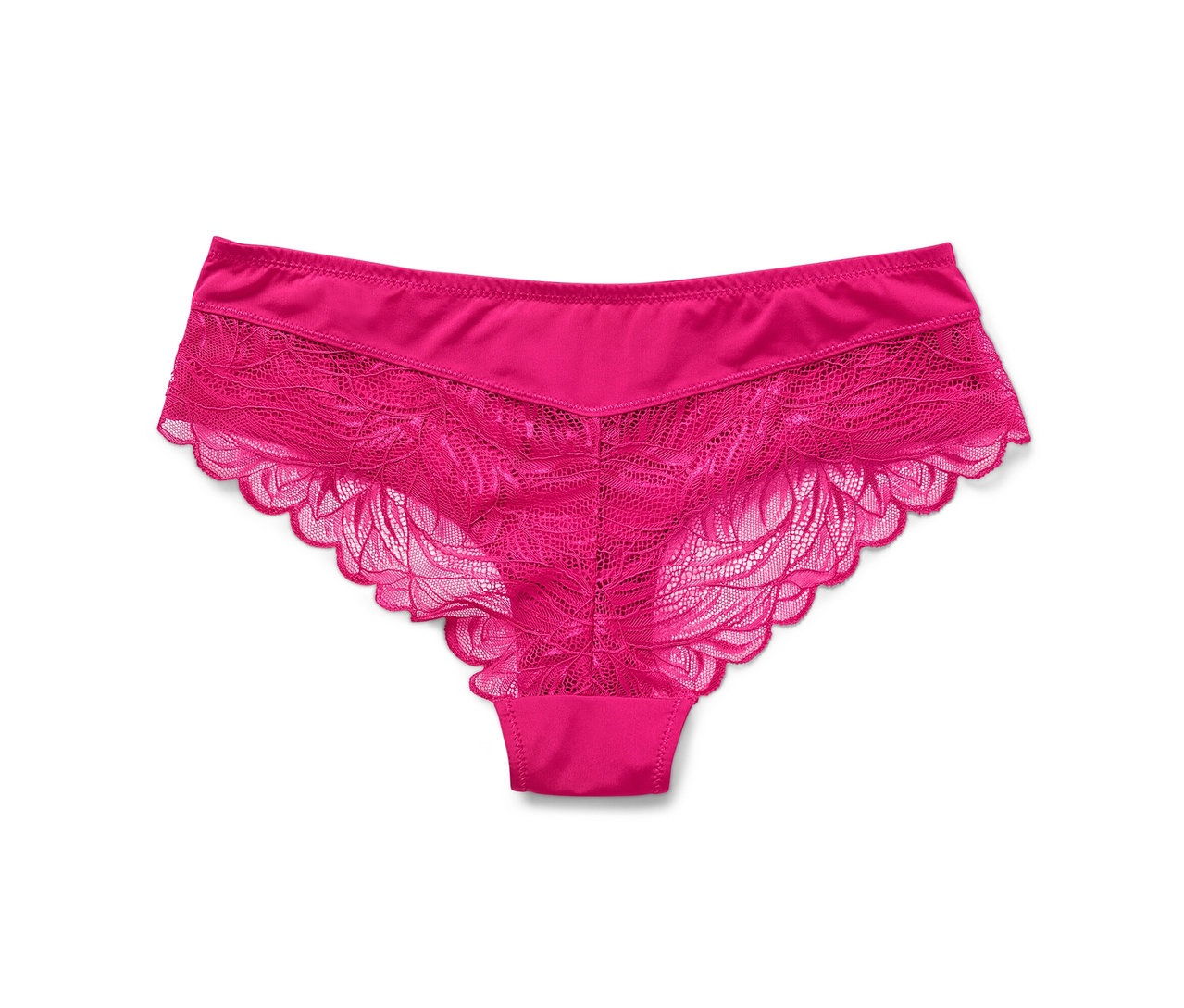 Un slip brésilien fuchsia avec de la dentelle.