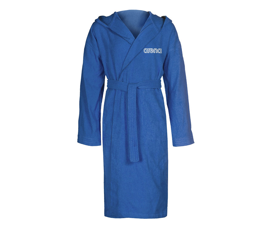 Peignoir bleu avec capuche et logo Arena.