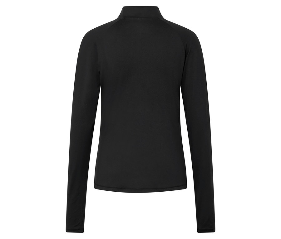 Vue arrière d'un haut de sport noir à manches longues.