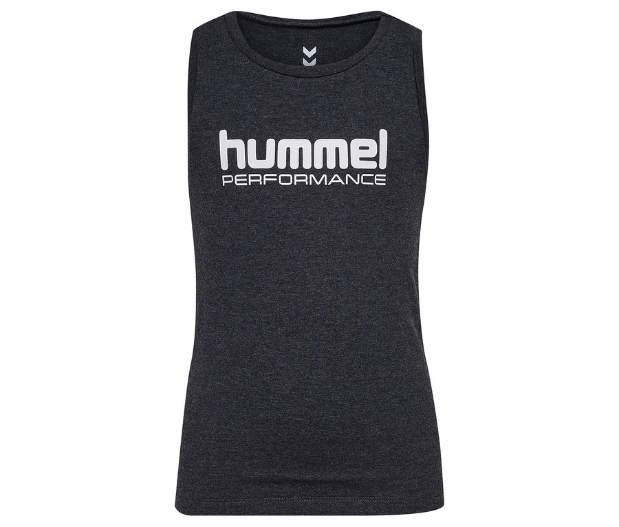 Débardeur gris HUMMEL HMLJR avec logo blanc.