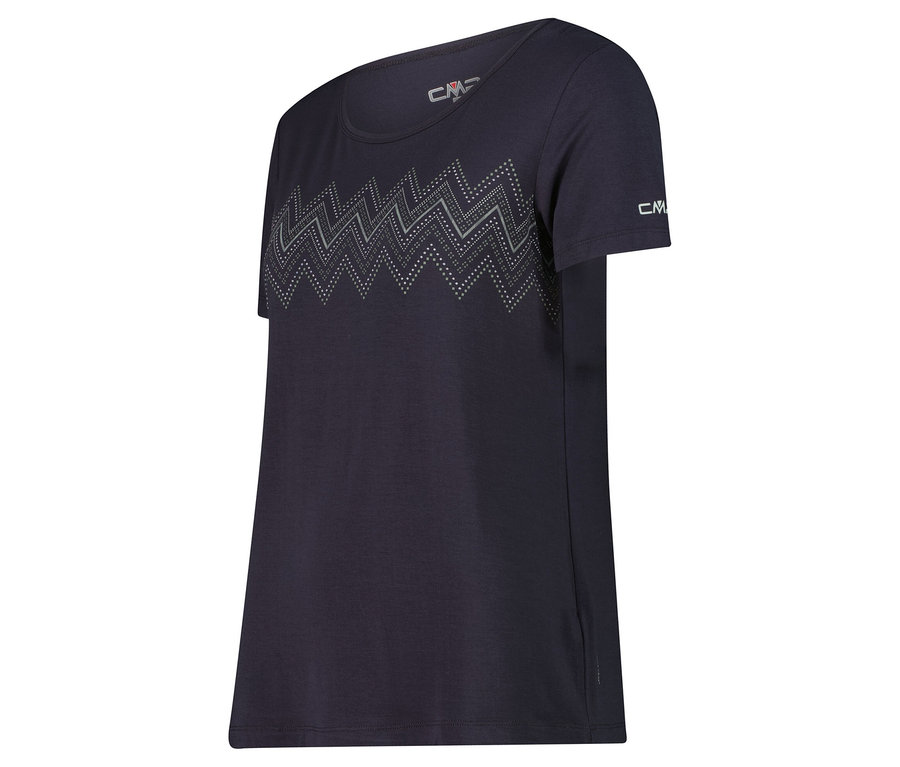 T-shirt CMP bleu marine avec motif en zigzag.