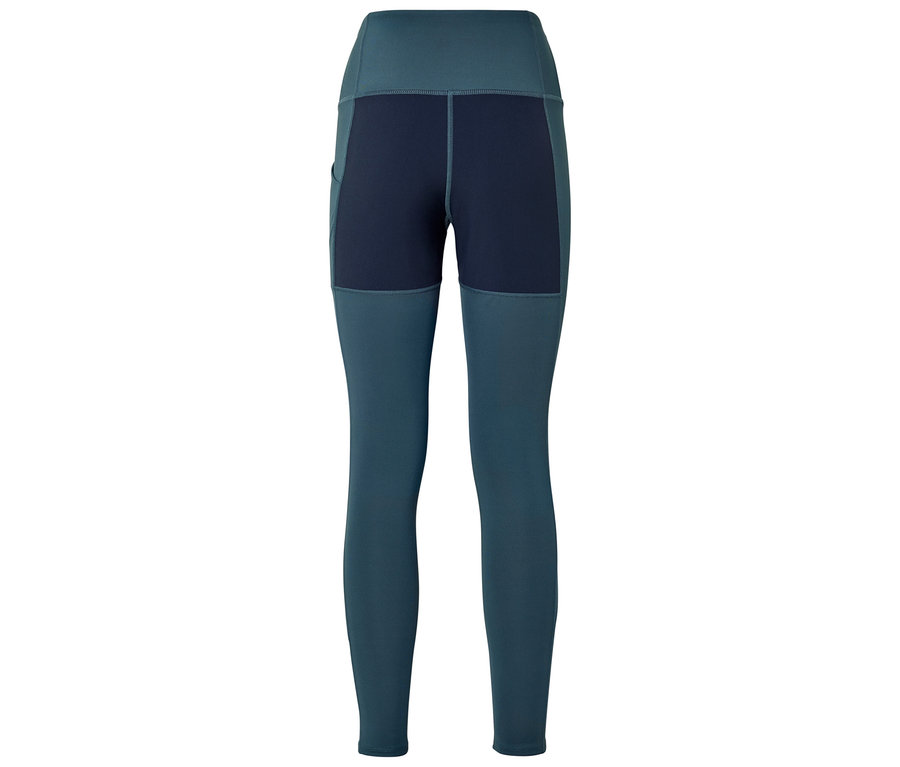 Leggings bleu marine et pétrole à taille haute avec poches latérales.