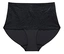 Culotte noire taille haute en dentelle pour femme sur fond blanc.