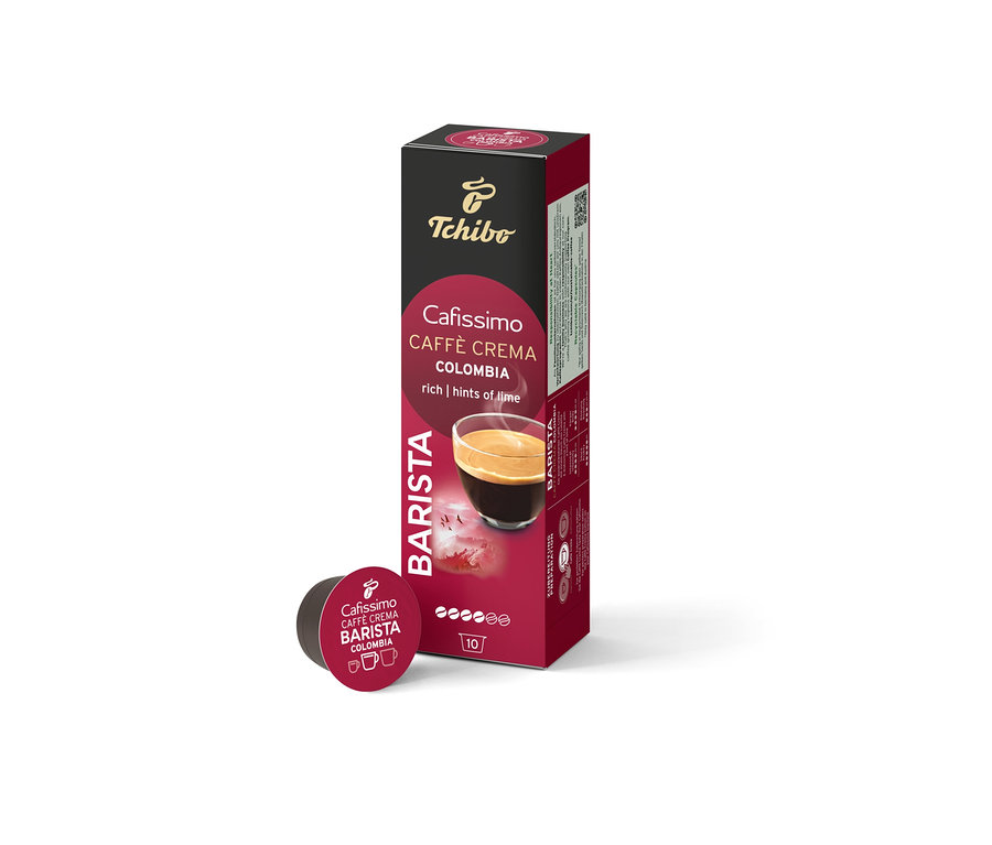 Paquet et capsule Cafissimo BARISTA Caffè Crema Colombia.