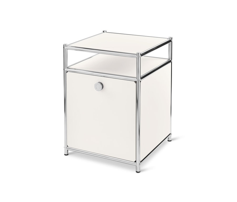 Caisson en métal blanc à roulettes « CN3 » avec abattant.