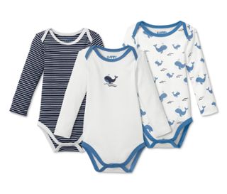1 bleu-blanc à rayures, 1 blanc avec imprimé de baleine, 1 blanc avec imprimé intégral de baleines