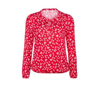 Rouge à motif intégral blanc-rose de marguerites et à pois
