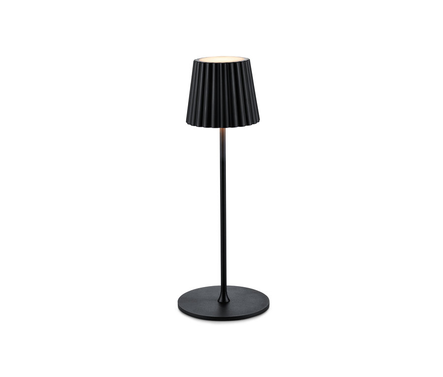 Lampe de table noire à LED à batterie.