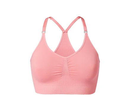 Vue détaillée d'un soutien-gorge de sport sans coutures.