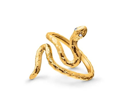 Bague Serpent dorée enroulée en spirale.