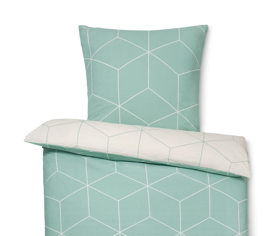 Une parure de lit en jersey d'hiver de taille standard avec un motif géométrique.