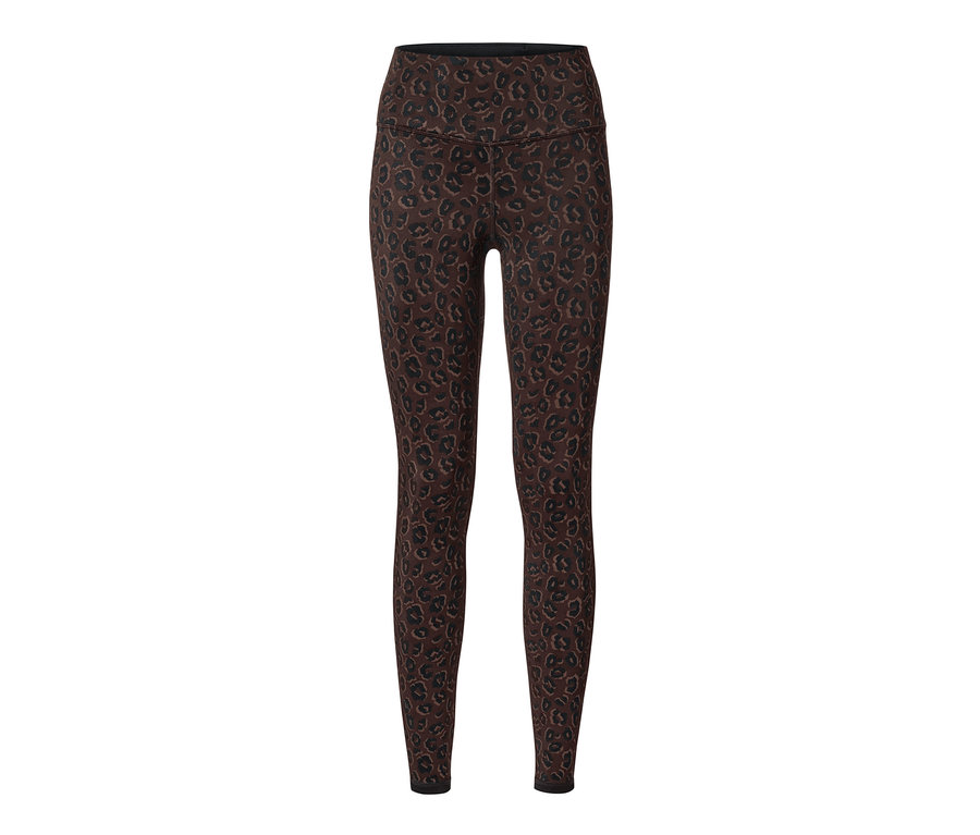 Un legging de sport réversible noir et marron.