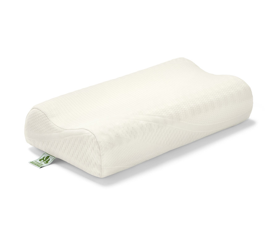 Un oreiller cervical irisette® greenline sur fond blanc.