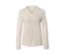 Pull en maille blanc cassé avec un col en V.