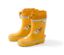 Bottes de pluie jaunes avec motif de chien.