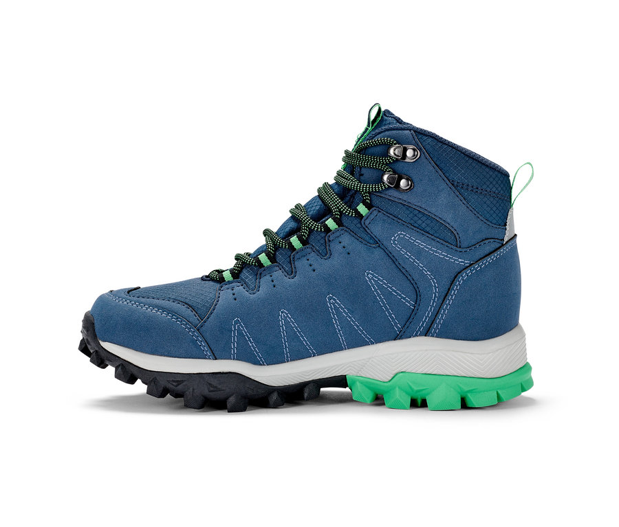 Une chaussure de trekking bleue.