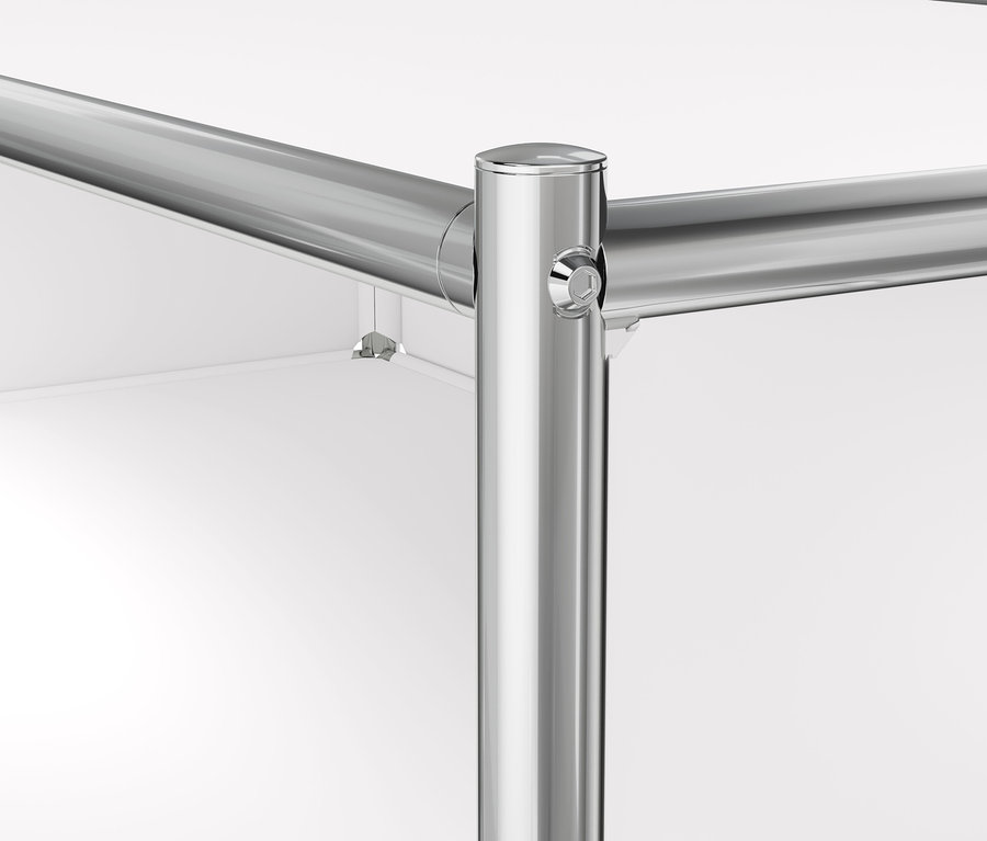 Détail d'un coin de l'étagère métallique « CN3 ».