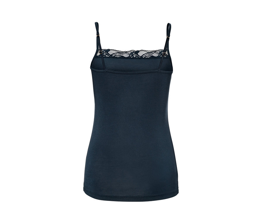 Chemise en modal bleu foncé avec dentelle.