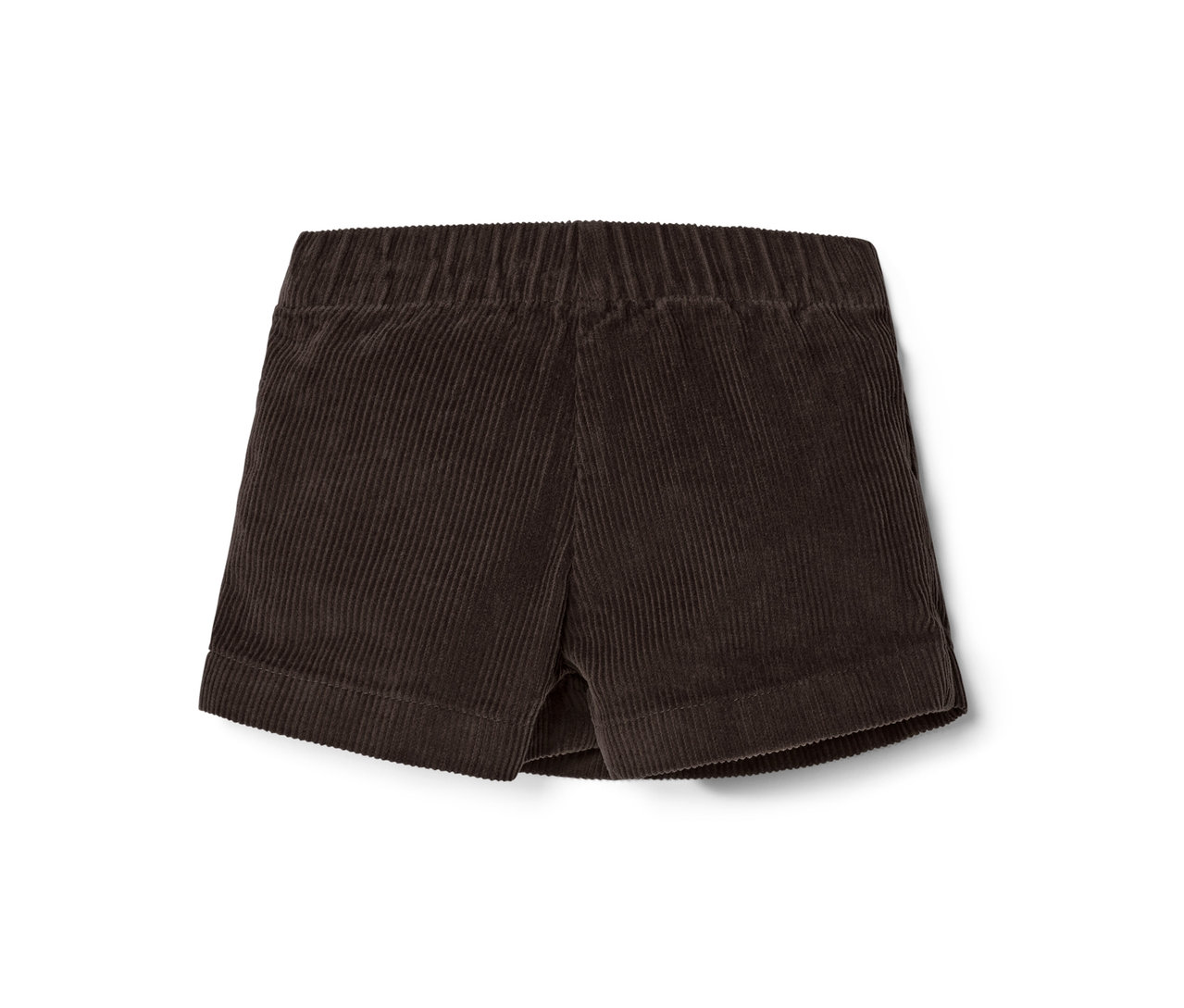 Une jupe-culotte marron en velours côtelé pour tout-petits avec une taille élastique.