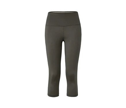Collant de sport 3/4 olive sur fond blanc.