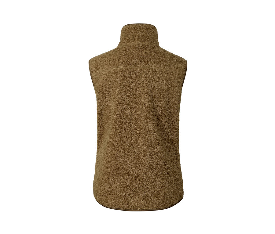 Détail d'un gilet sans manches en peluche teddy.