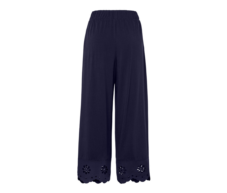 Culotte bleu marine avec broderie à l'ourlet.