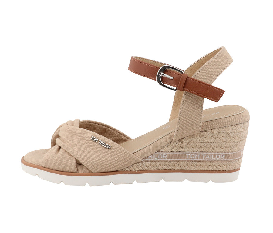 Sandale Tom Tailor beige, PU/textile sable.
