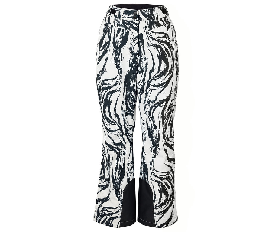 Pantalon blanc avec motif abstrait noir.