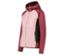 Veste rose et bordeaux avec capuche et fermeture éclair.