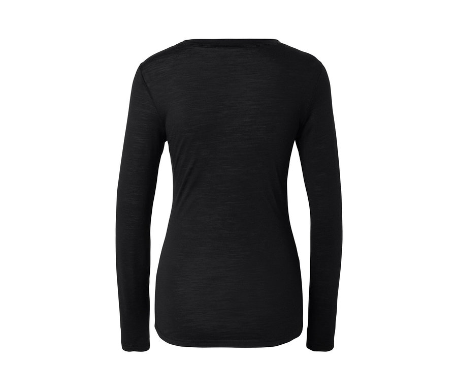 T-shirt à manches longues en laine mérinos noir.