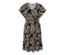 Robe en jersey imprimée avec des feuilles noires et beiges.