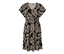 Robe en jersey imprimée avec des feuilles noires et beiges.