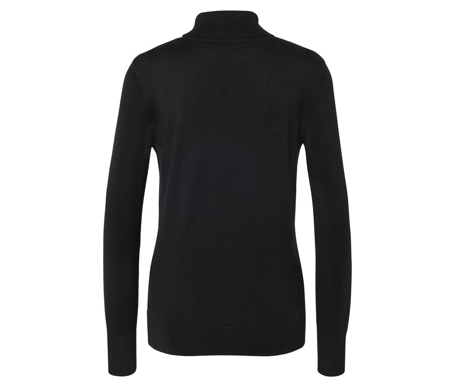 Vue arrière d'un pull à col roulé noir.