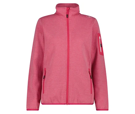 Une veste polaire rose avec fermeture éclair intégrale et poches.