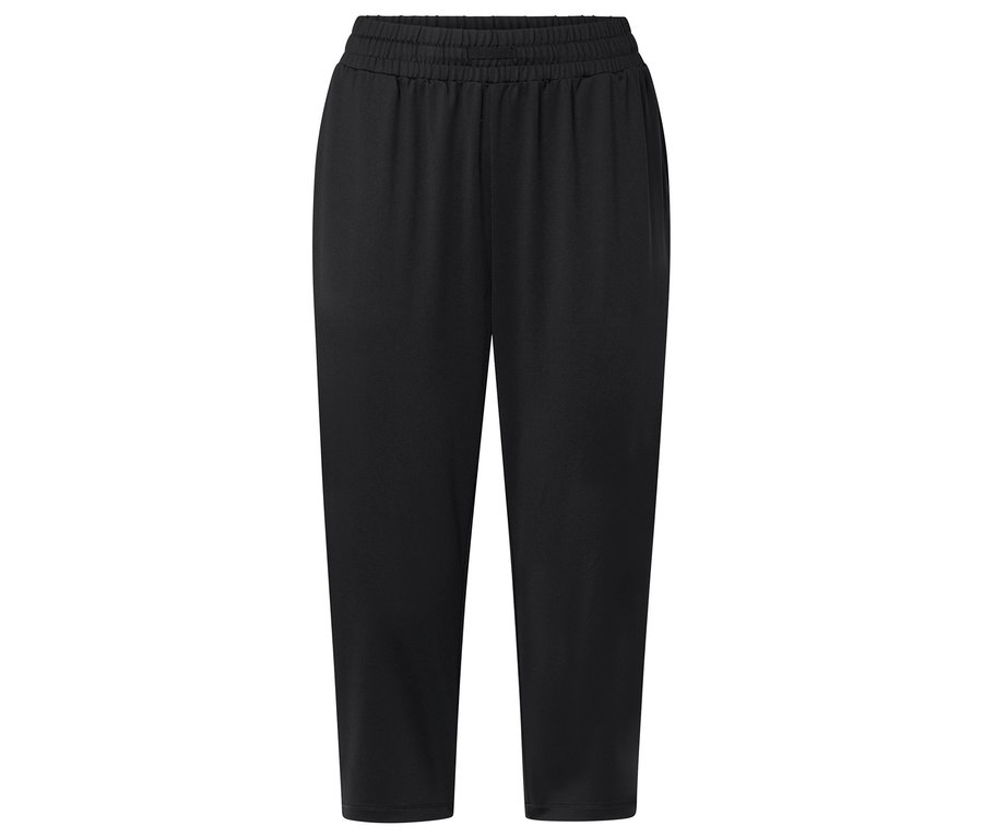 Pantalon en tissu noir avec taille élastique.