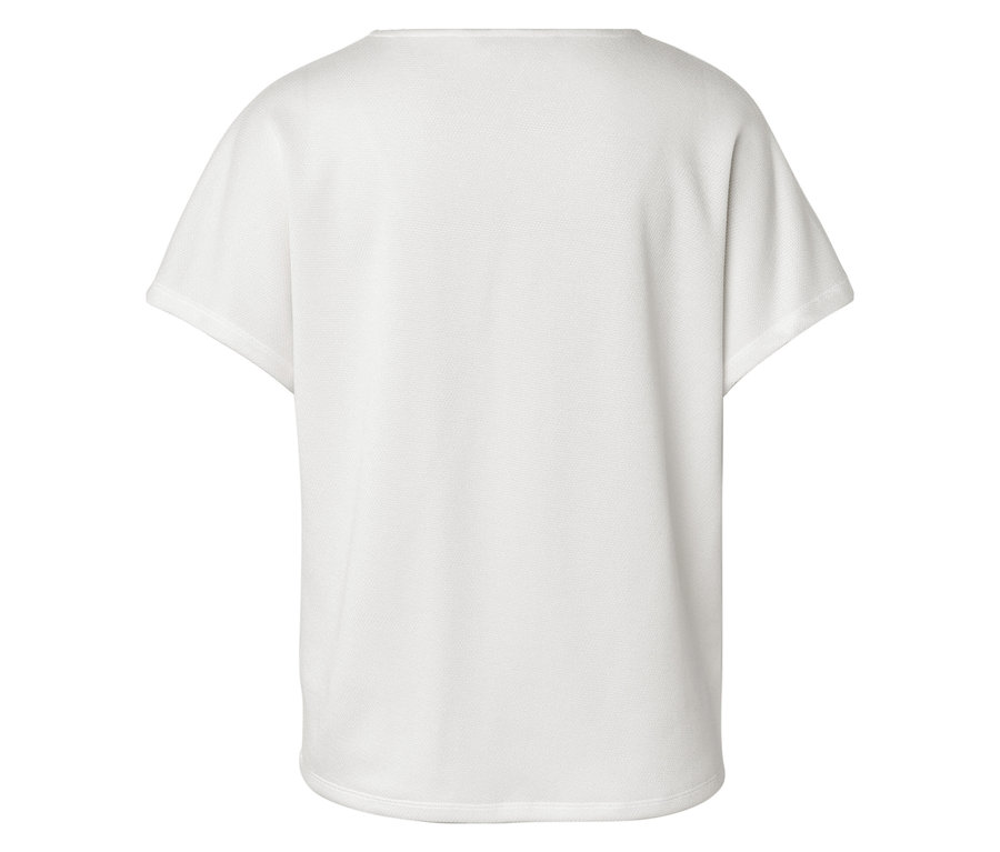Vue arrière d'un t-shirt blanc à manches courtes.