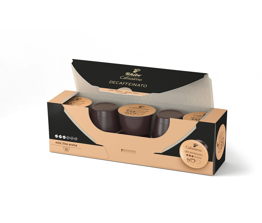 Paquet de dix capsules de café décaféiné Cafissimo.