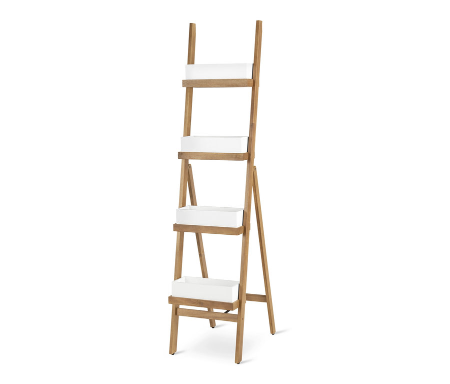 Échelle à plantes pliable avec bacs à plantes, blanc.
