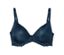 Soutien-gorge à coques bleu foncé à mémoire de forme sur fond blanc.