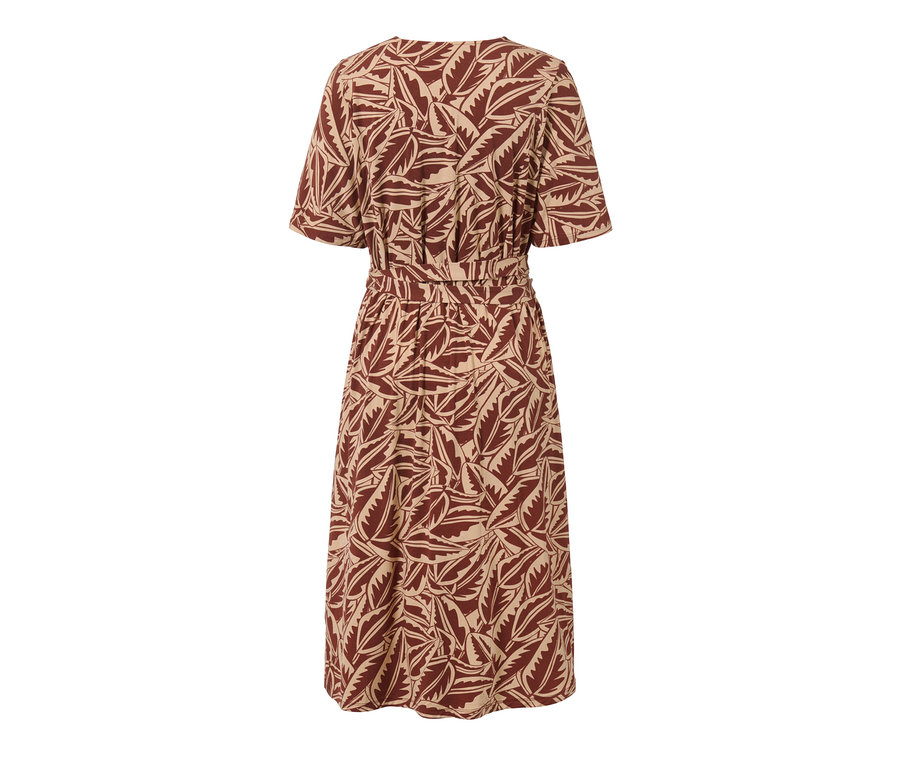 Robe en jersey imprimée avec motif de feuilles.