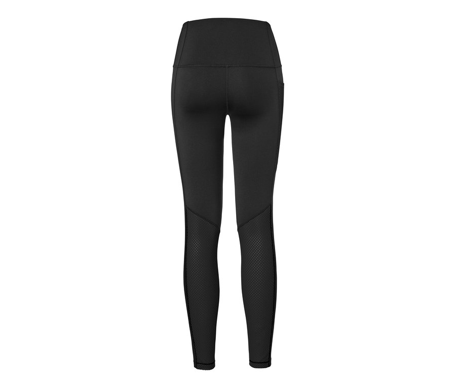 Collant de sport noir avec empiècements en mesh, vue arrière.
