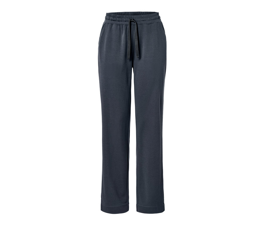 Un pantalon d'intérieur en piqué bleu marine avec cordon de serrage.