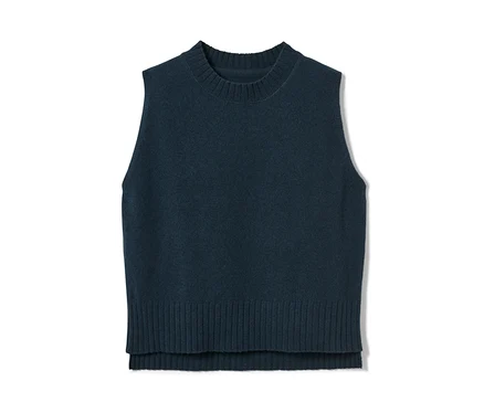 Pull sans manches en maille bleu avec de la laine RWS.