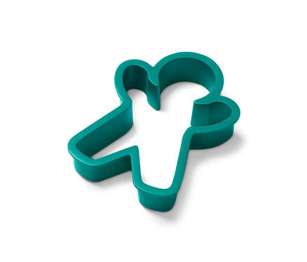 Emporte-pièce bonhomme en pain d'épices turquoise du kit de tampons à biscuits.