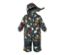 Combinaison de neige pour tout-petit avec imprimé intégral motif ferme. La combinaison est gris foncé et possède une capuche.