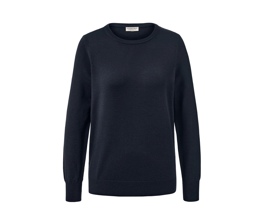 Pull en maille fine de mérinos bleu foncé.