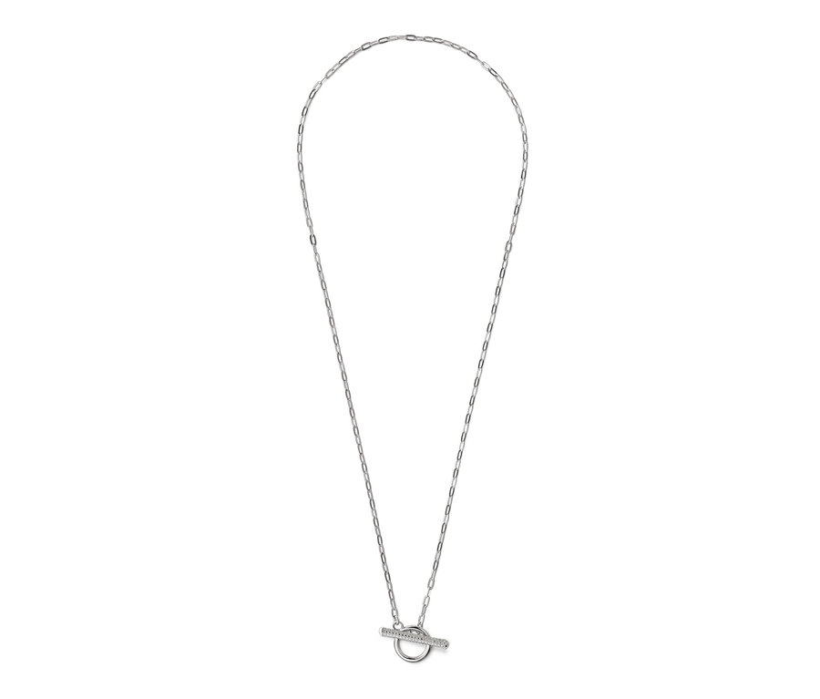 Une chaîne en argent 925 avec une barre en T brillante.
