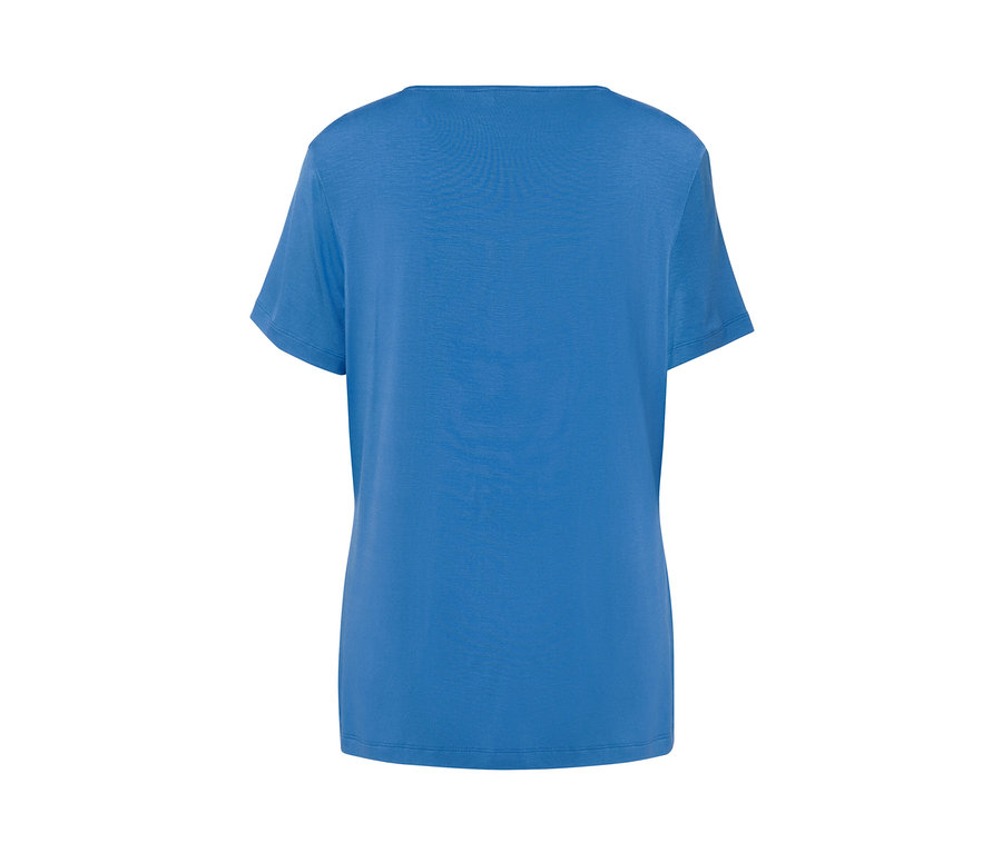 T-shirt bleu cobalt à manches courtes avec soufflet.