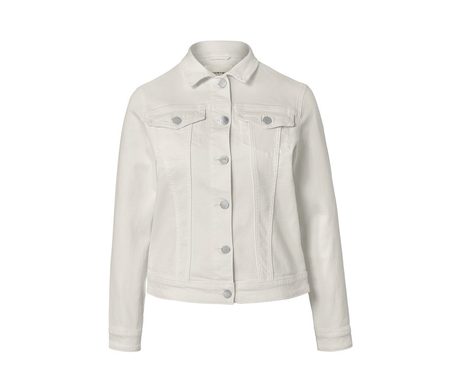 Veste en jean couleur crème avec boutons.