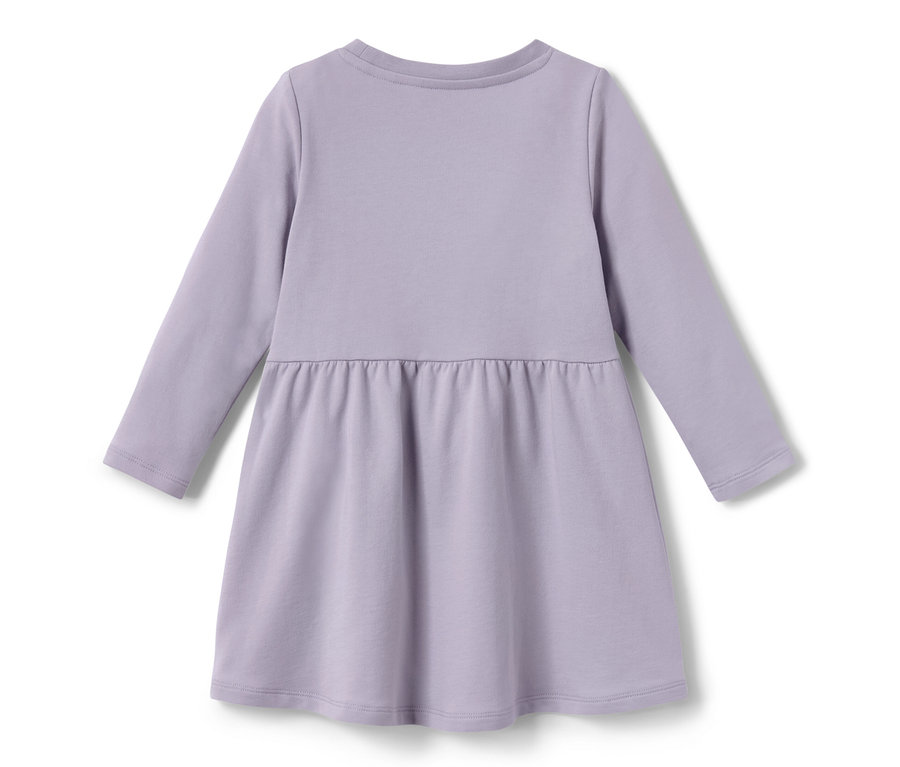 Une robe en sweat-shirt lilas clair pour enfant à manches longues.